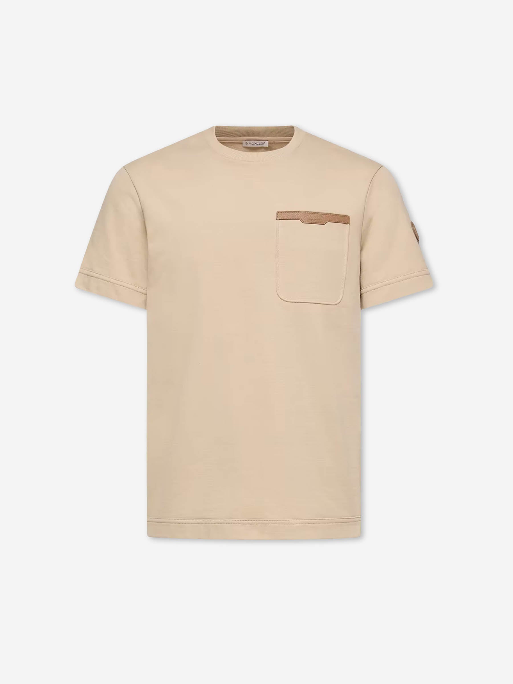 Оригінальна Cotton T-Shirt With Leather Trim Moncler – боковий вид
