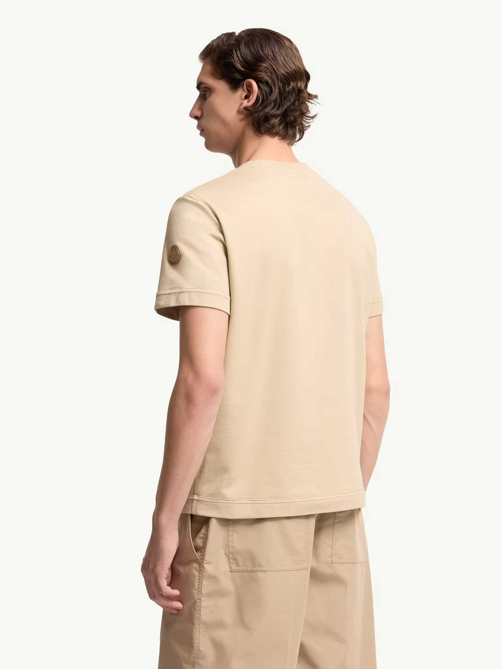 Оригінальна Cotton T-Shirt With Leather Trim Moncler – детальний вид
