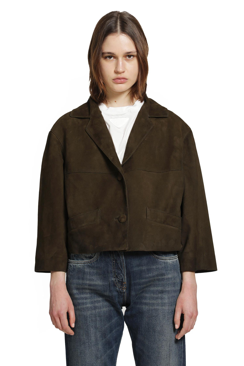 Cropped Suede Jacket Prada оригінал – Купити в Україні – вид ззаду