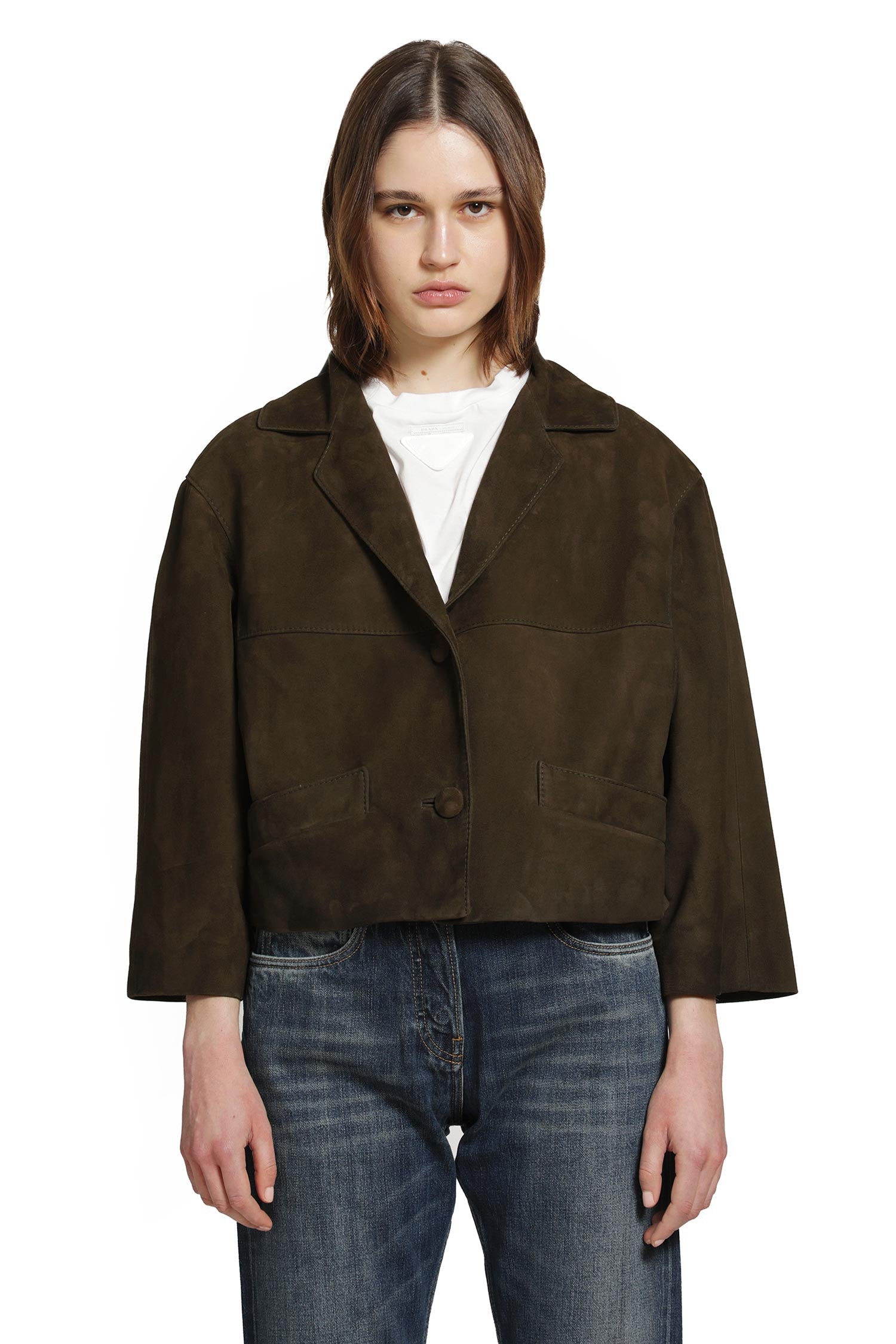 Cropped Suede Jacket Prada оригінал – Купити в Україні – вид ззаду