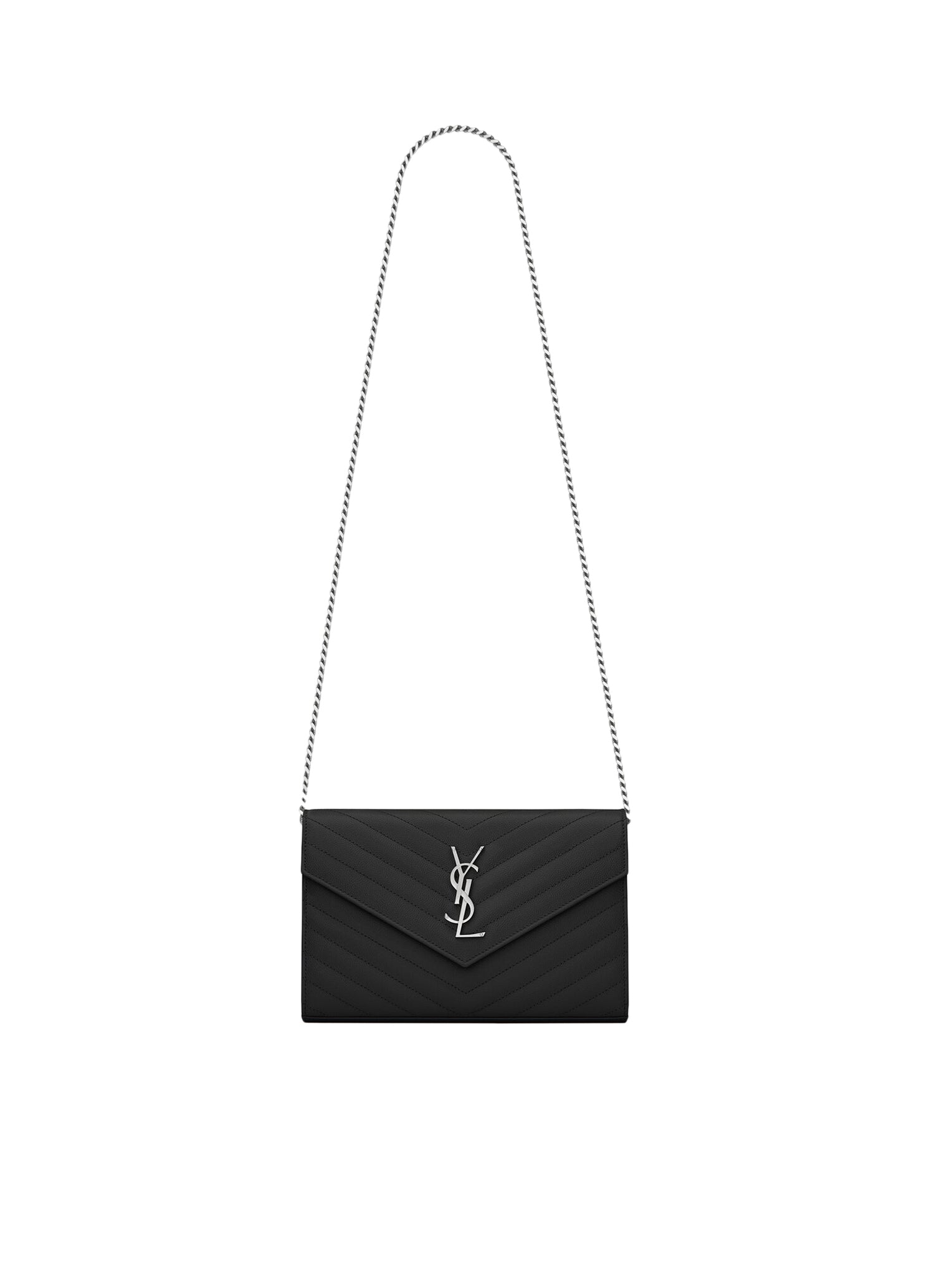 LEATHER CLUTCH WITH CHAIN AND CASSANDRE LOGO SAINT LAURENT оригінал – Купити в Україні – боковий вид
