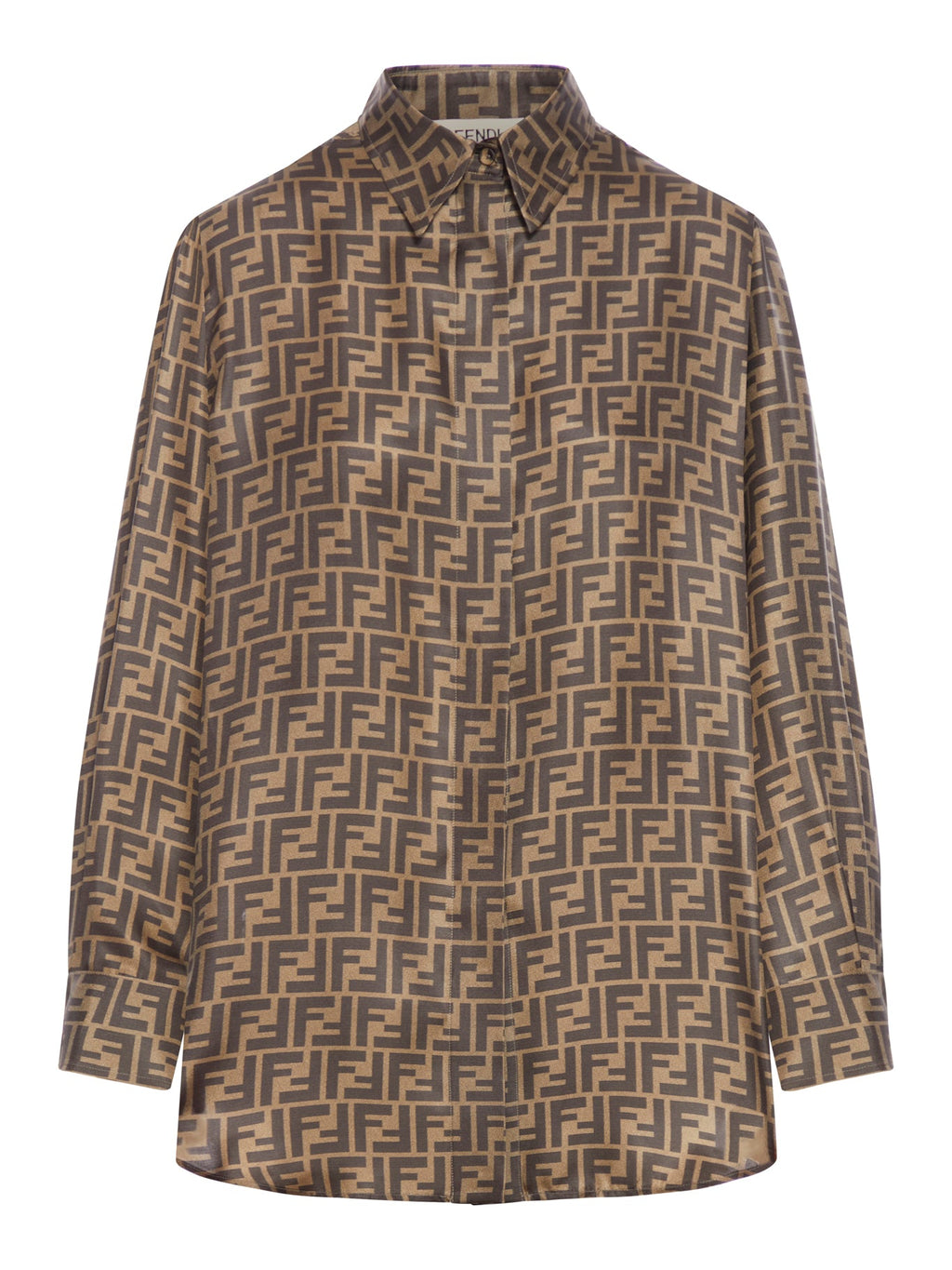 Оригінальна Ff Brown Silk Shirt Fendi – боковий вид
