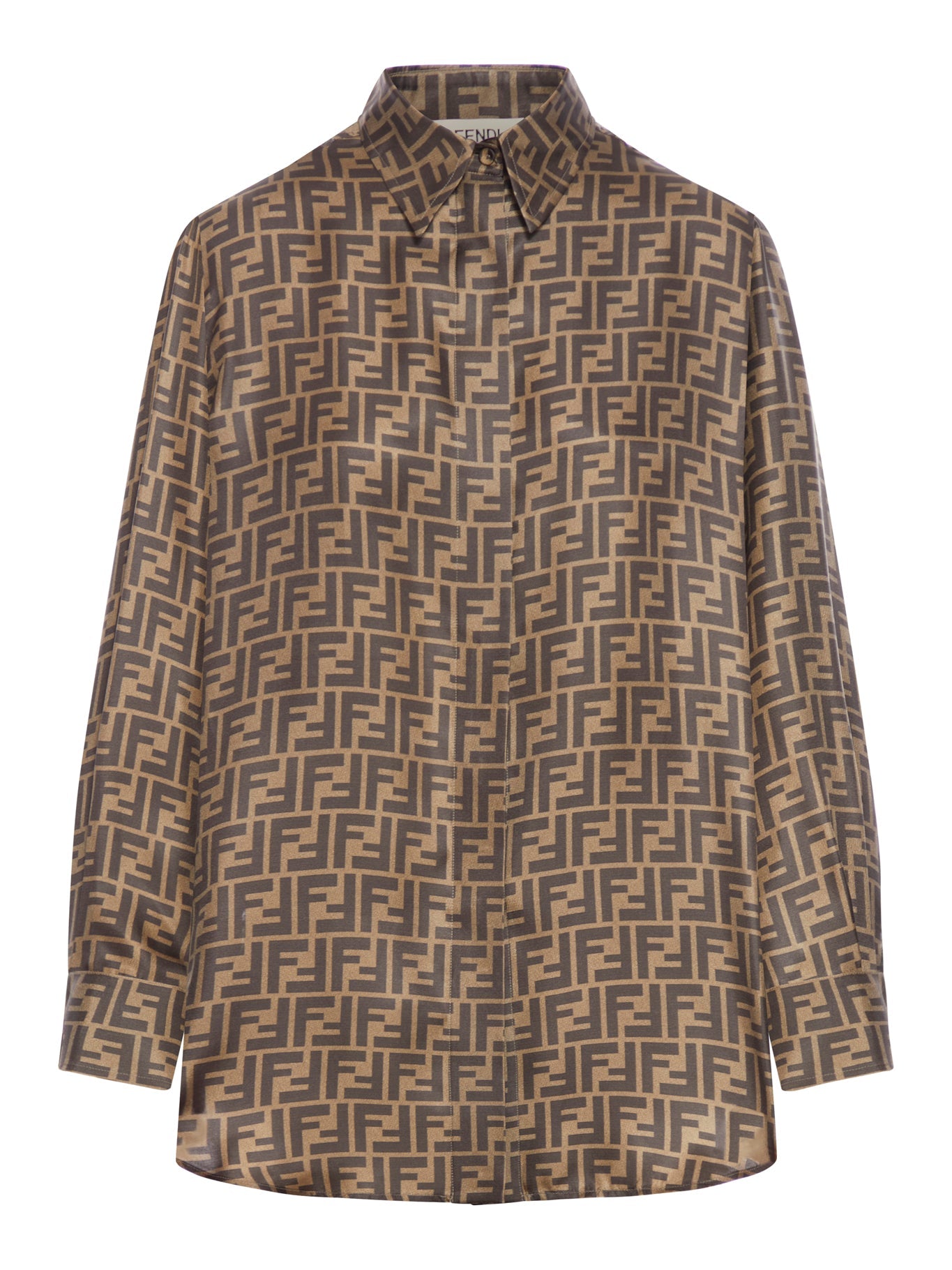 Оригінальна Ff Brown Silk Shirt Fendi – боковий вид