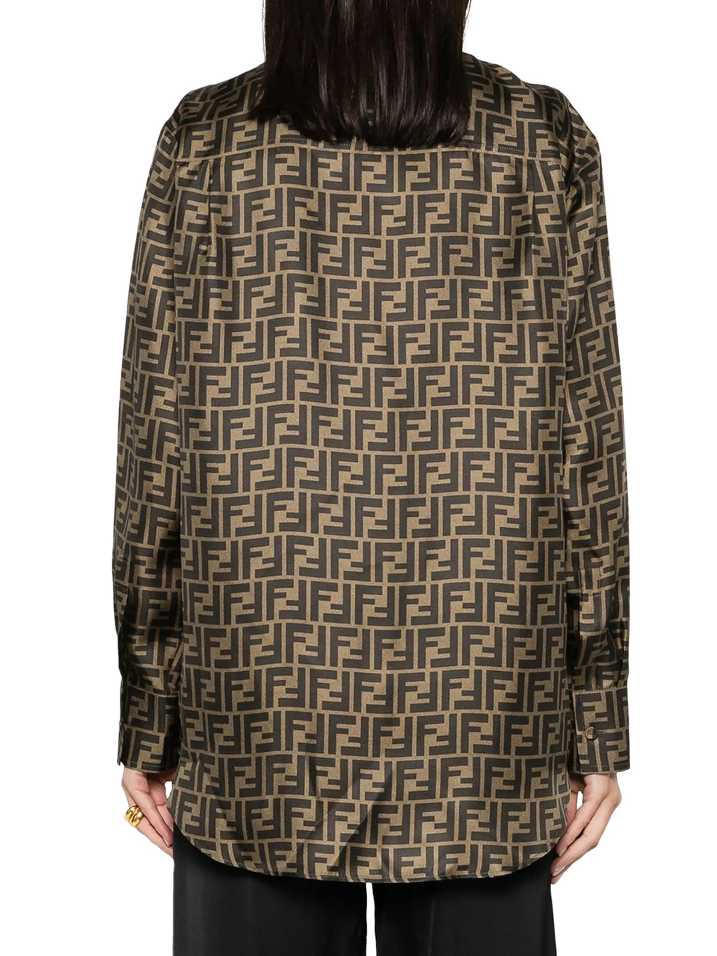 Оригінальна Ff Brown Silk Shirt Fendi – збільшений вид