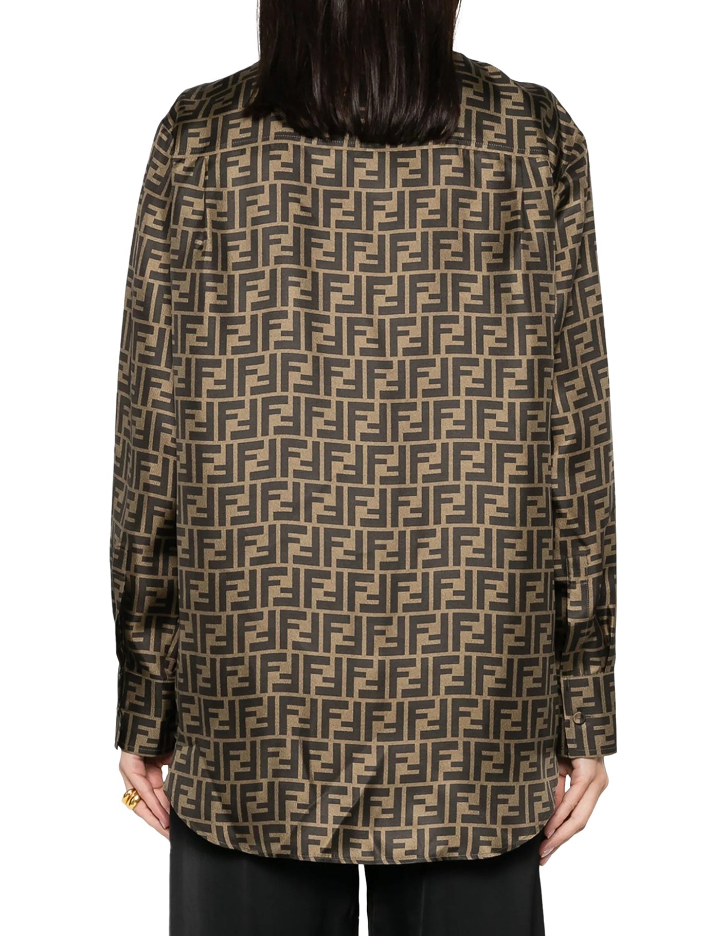 Оригінальна Ff Brown Silk Shirt Fendi – збільшений вид