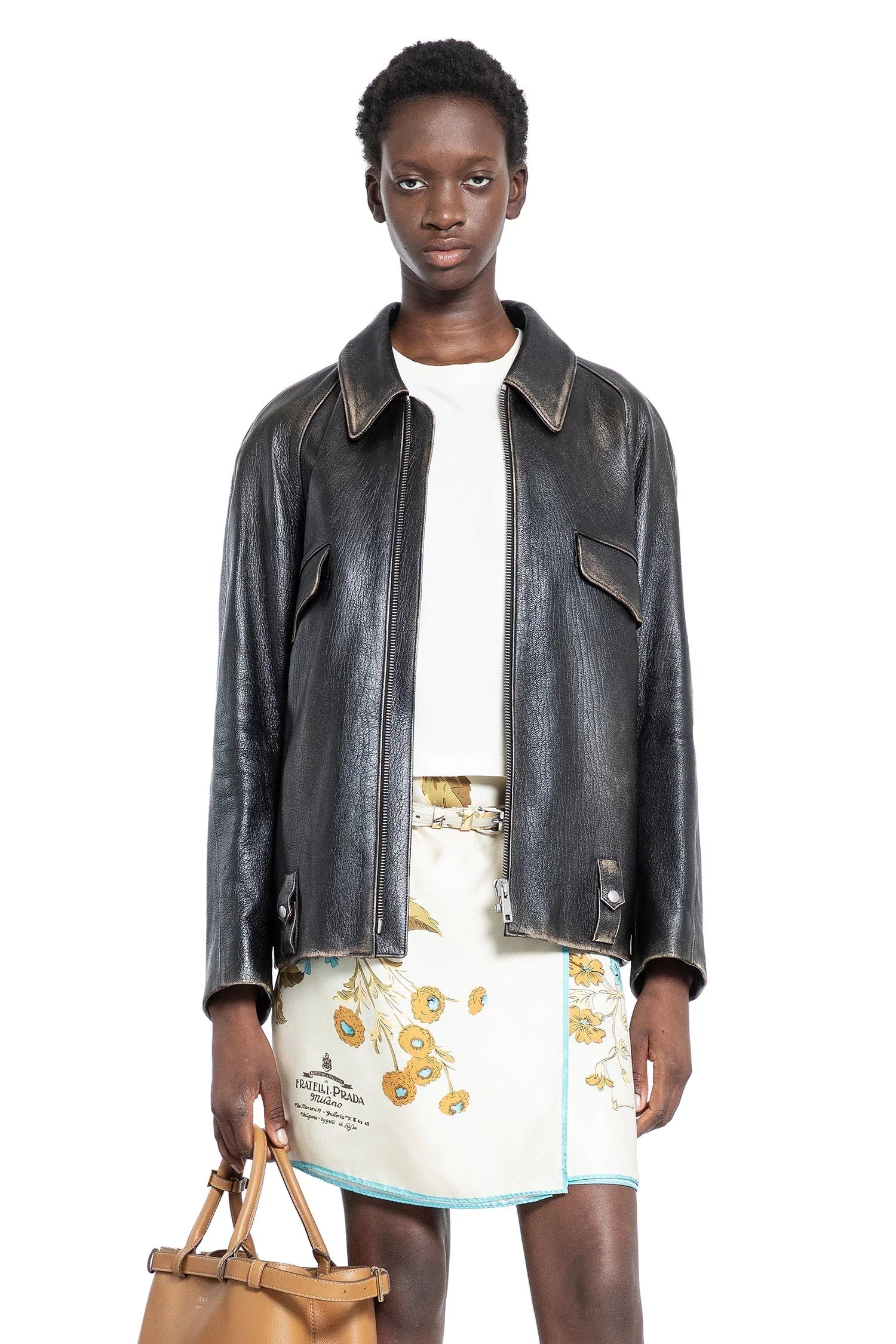 Оригінальна Leather Blouson Jacket Prada – боковий вид