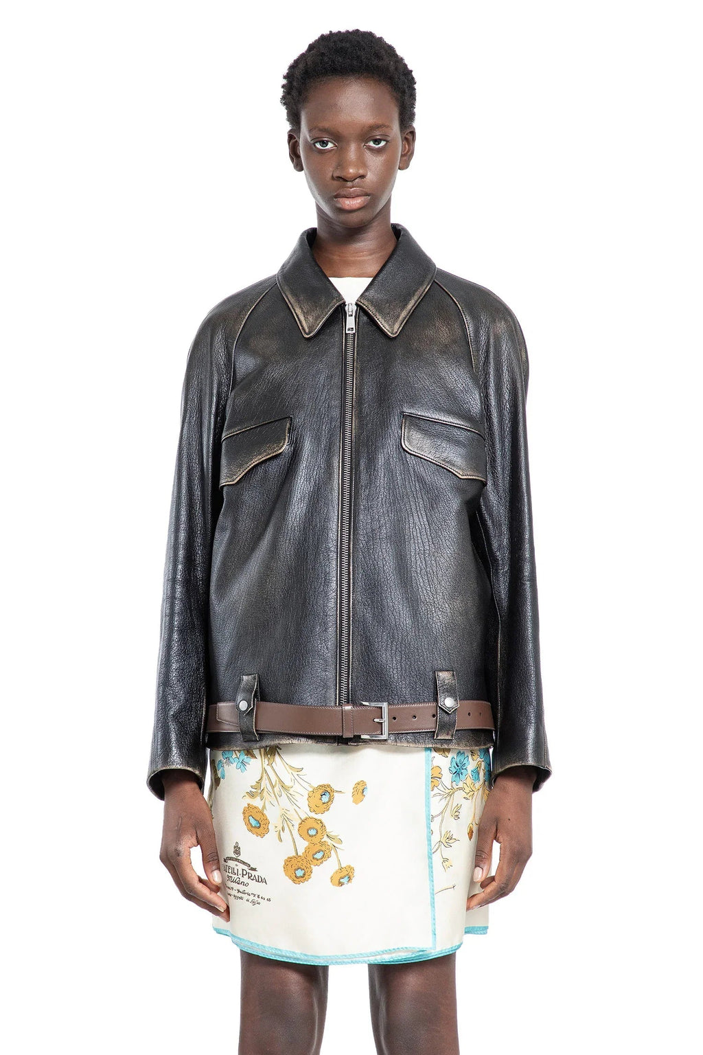Оригінальна Leather Blouson Jacket Prada – вид ззаду