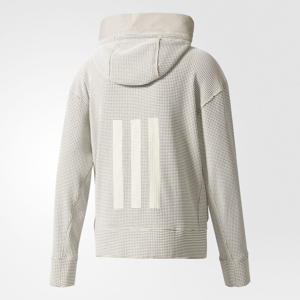 Оригінальна Day One Waffle Hooded Track Top Jacket Mens Creme Adidas – вид ззаду