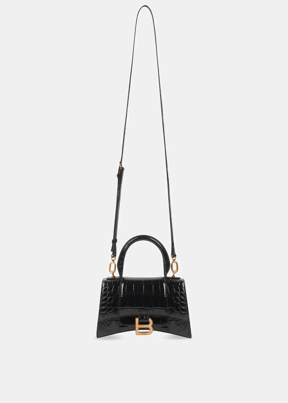 Black Hourglass Xs Top Handle Bag Balenciaga – Гарантія оригінальності – боковий вид