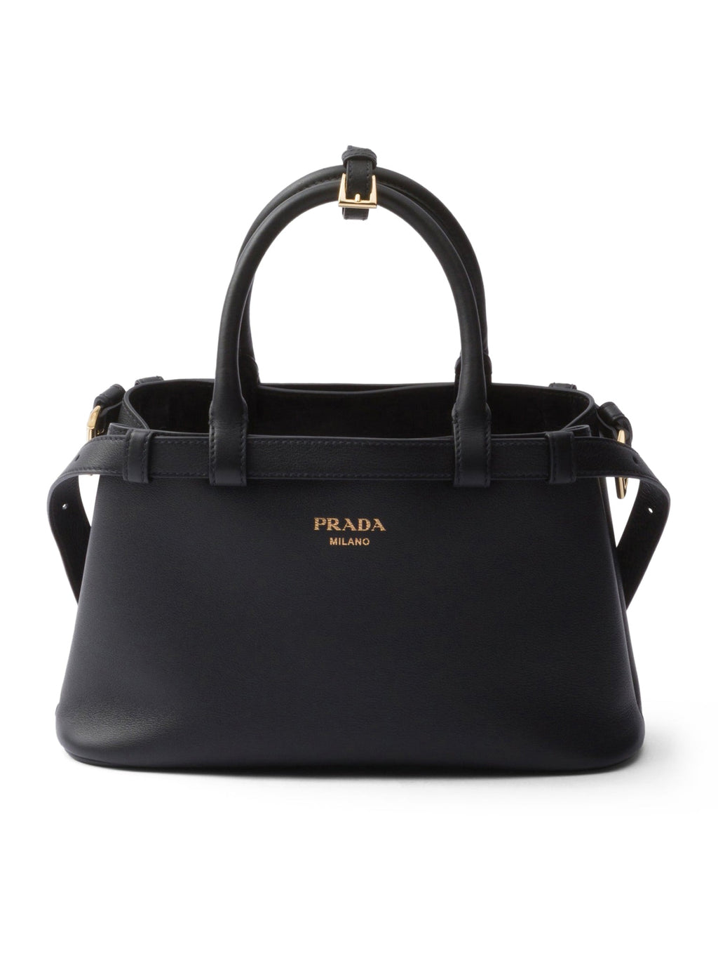 Buckle Small Leather Bag With Double Belt Prada – Гарантія оригінальності – боковий вид