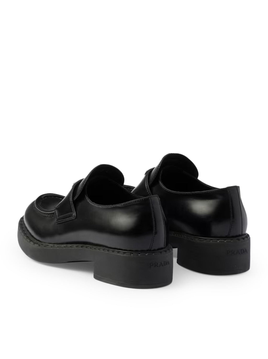 Оригінальна Chocolate Brushed Leather Loafers Prada – детальний вид