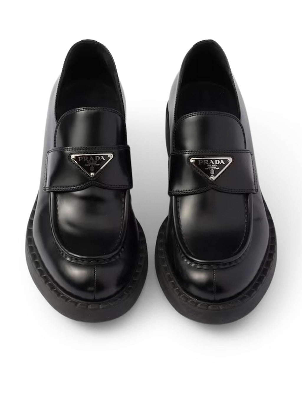 Оригінальна Chocolate Brushed Leather Loafers Prada – збільшений вид