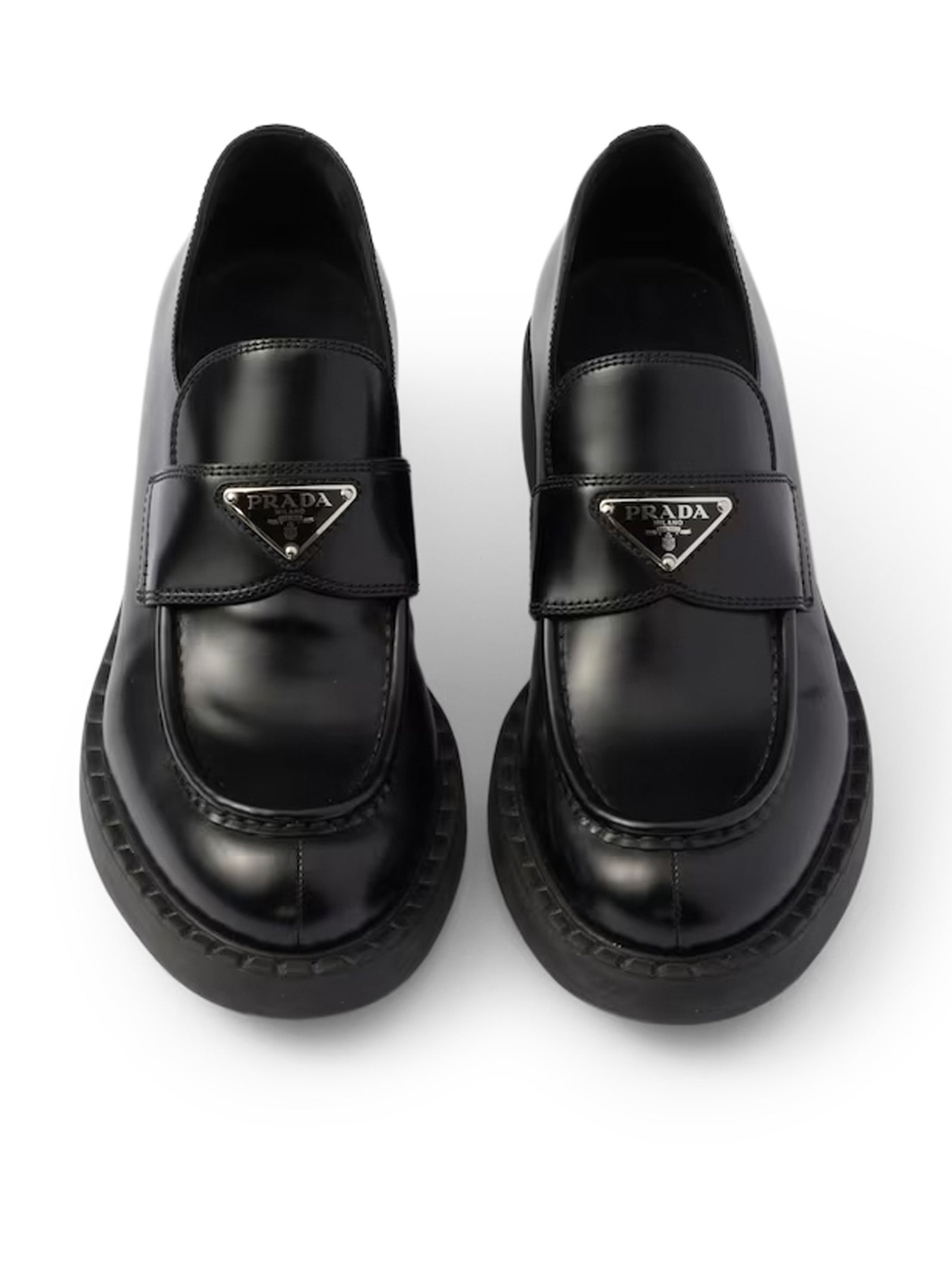 Оригінальна Chocolate Brushed Leather Loafers Prada – збільшений вид