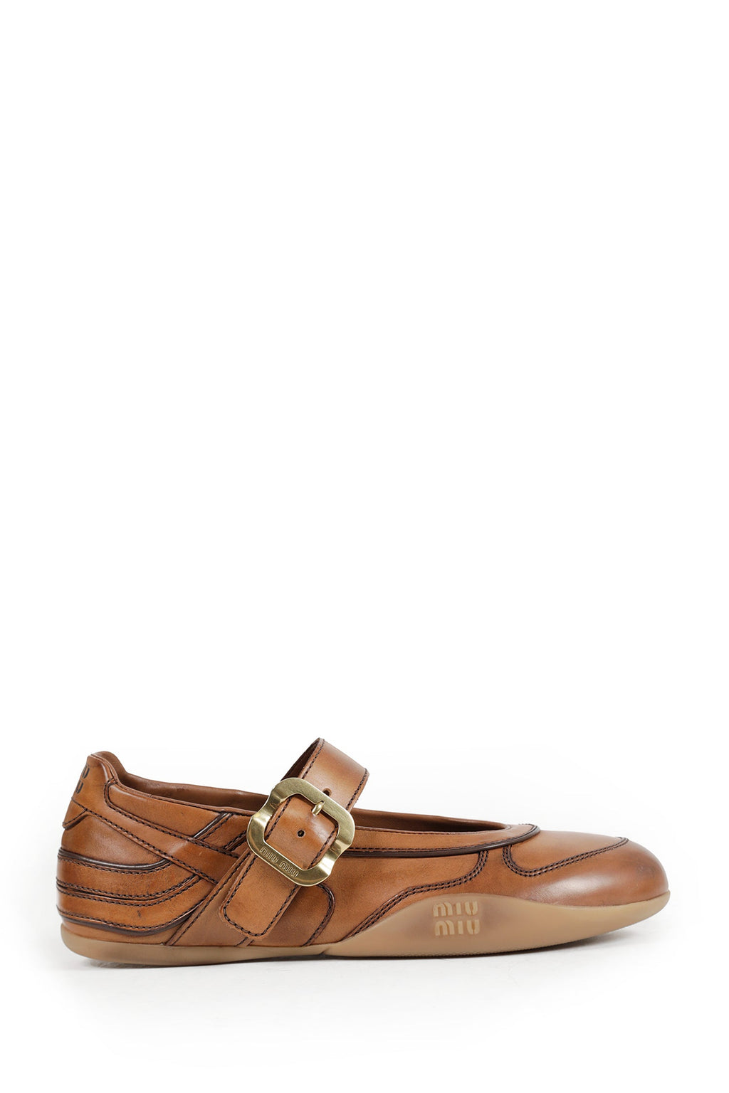 Оригінальна Gymnasium Leather Ballerinas Miu miu – боковий вид
