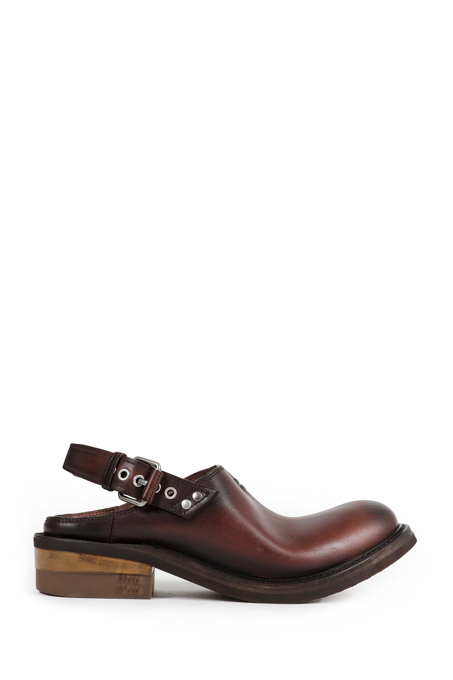 Foule Leather Mules Miu miu – Гарантія оригінальності – боковий вид