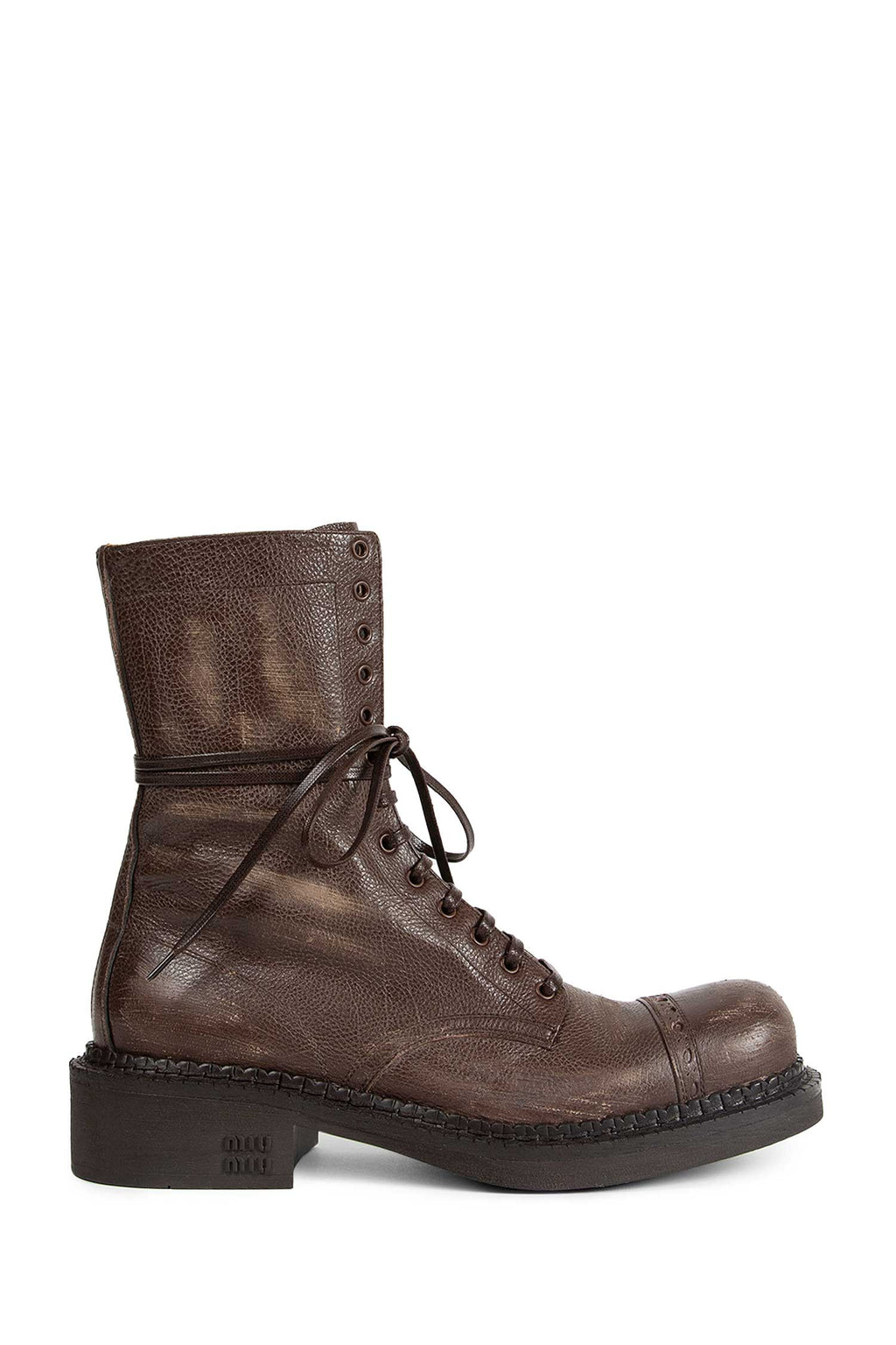 Leather Laced Booties Miu miu – Гарантія оригінальності – боковий вид