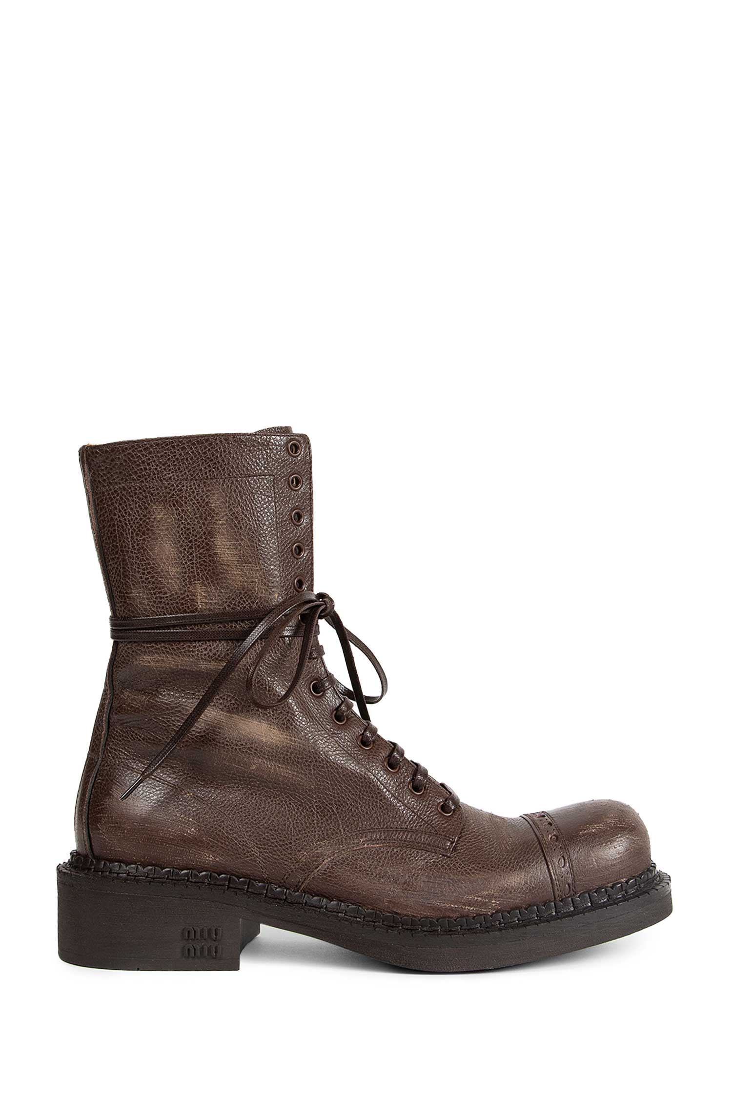 Leather Laced Booties Miu miu – Гарантія оригінальності – боковий вид