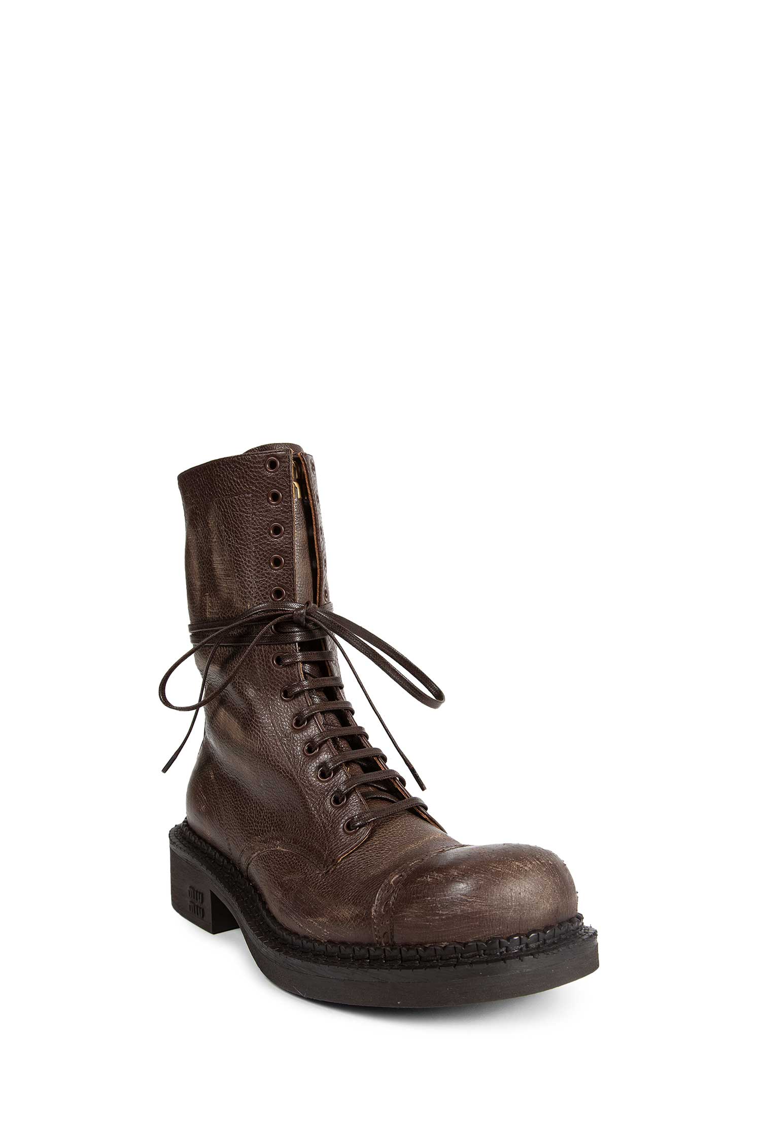 Leather Laced Booties Miu miu – Гарантія оригінальності – вид ззаду