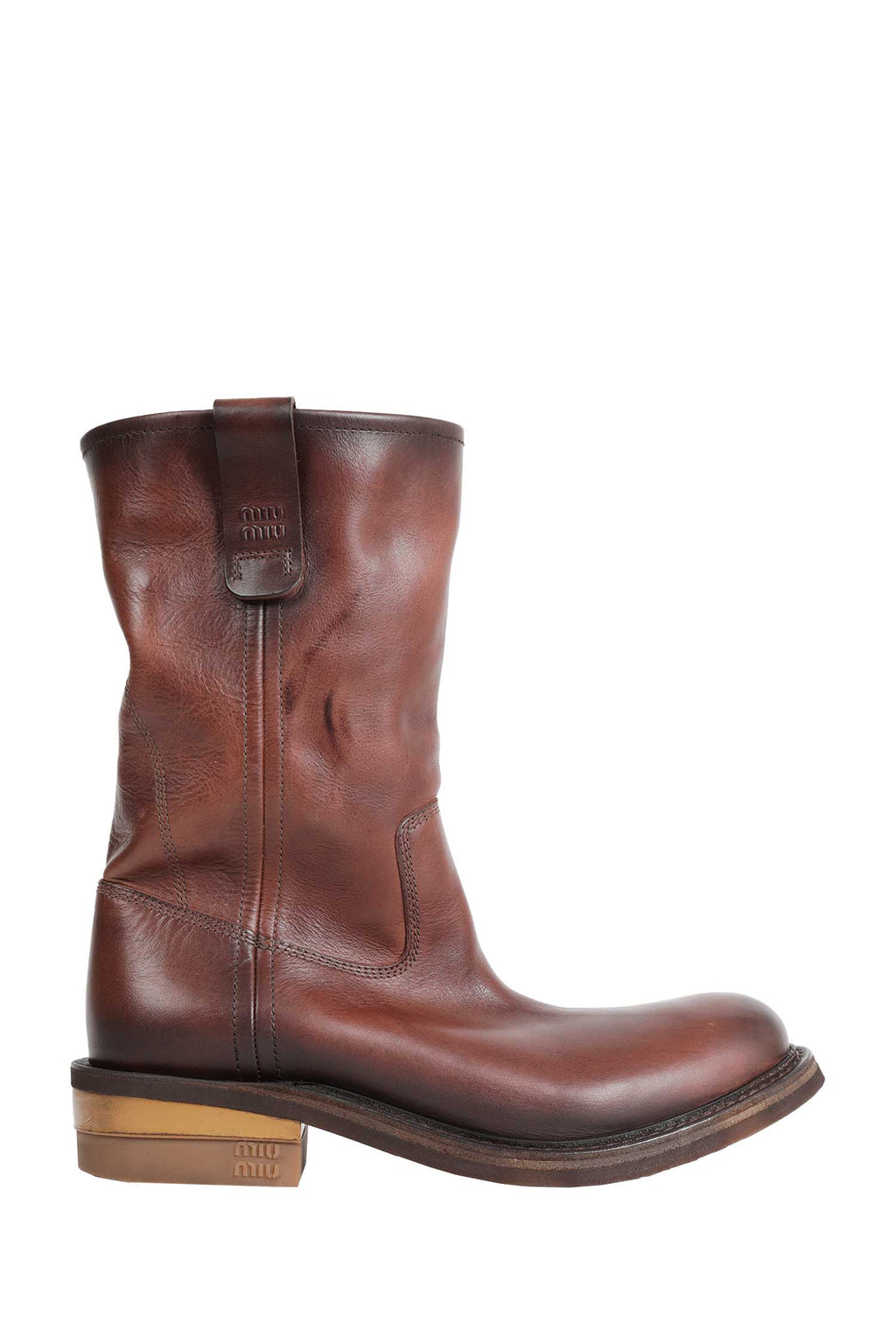 Foule Leather Boots Miu miu – Гарантія оригінальності – боковий вид