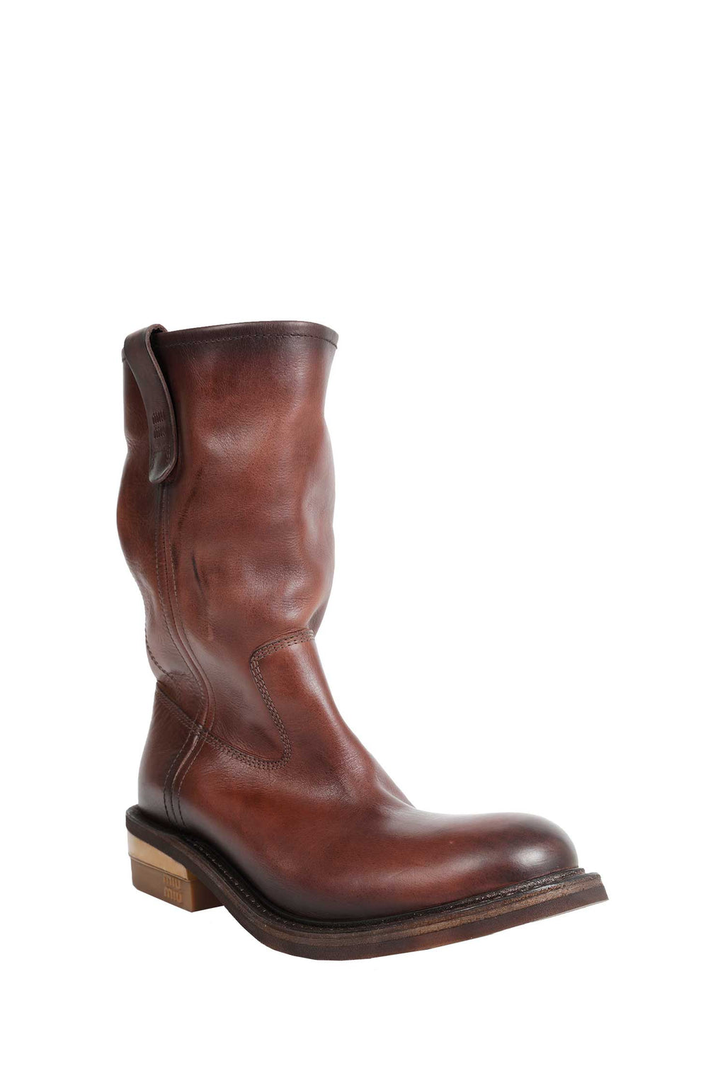 Foule Leather Boots Miu miu – Гарантія оригінальності – вид ззаду