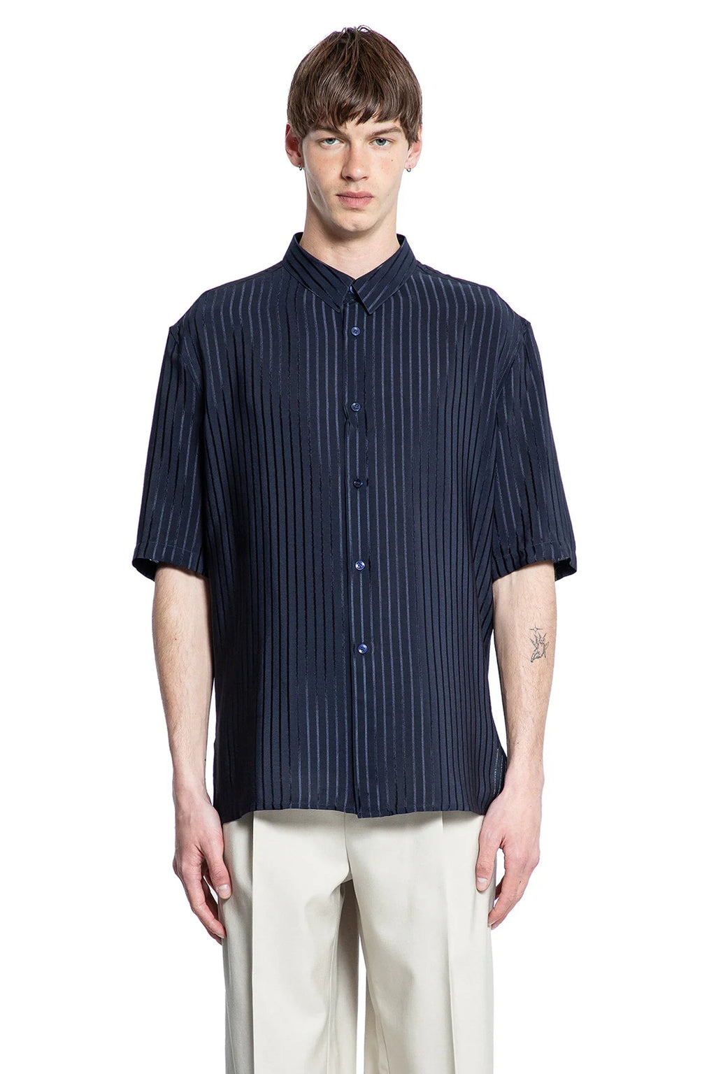 Оригінальна Shirt In Striped Silk Saint laurent – вид ззаду