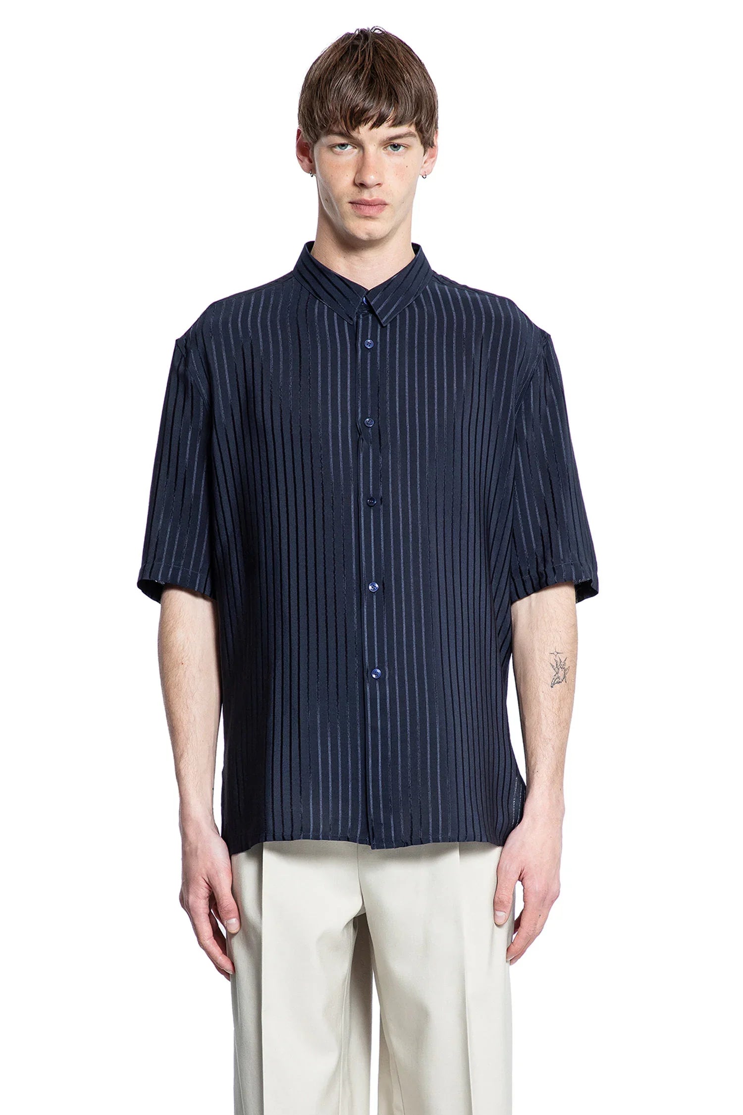Оригінальна Shirt In Striped Silk Saint laurent – вид ззаду