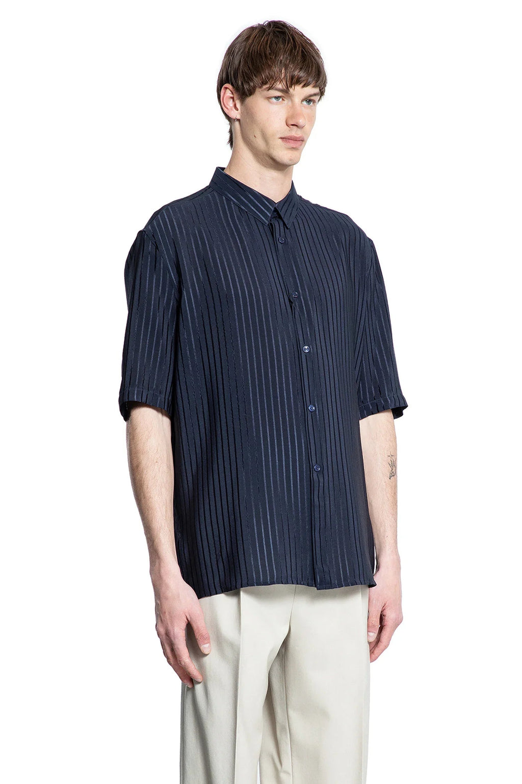 Оригінальна Shirt In Striped Silk Saint laurent – детальний вид