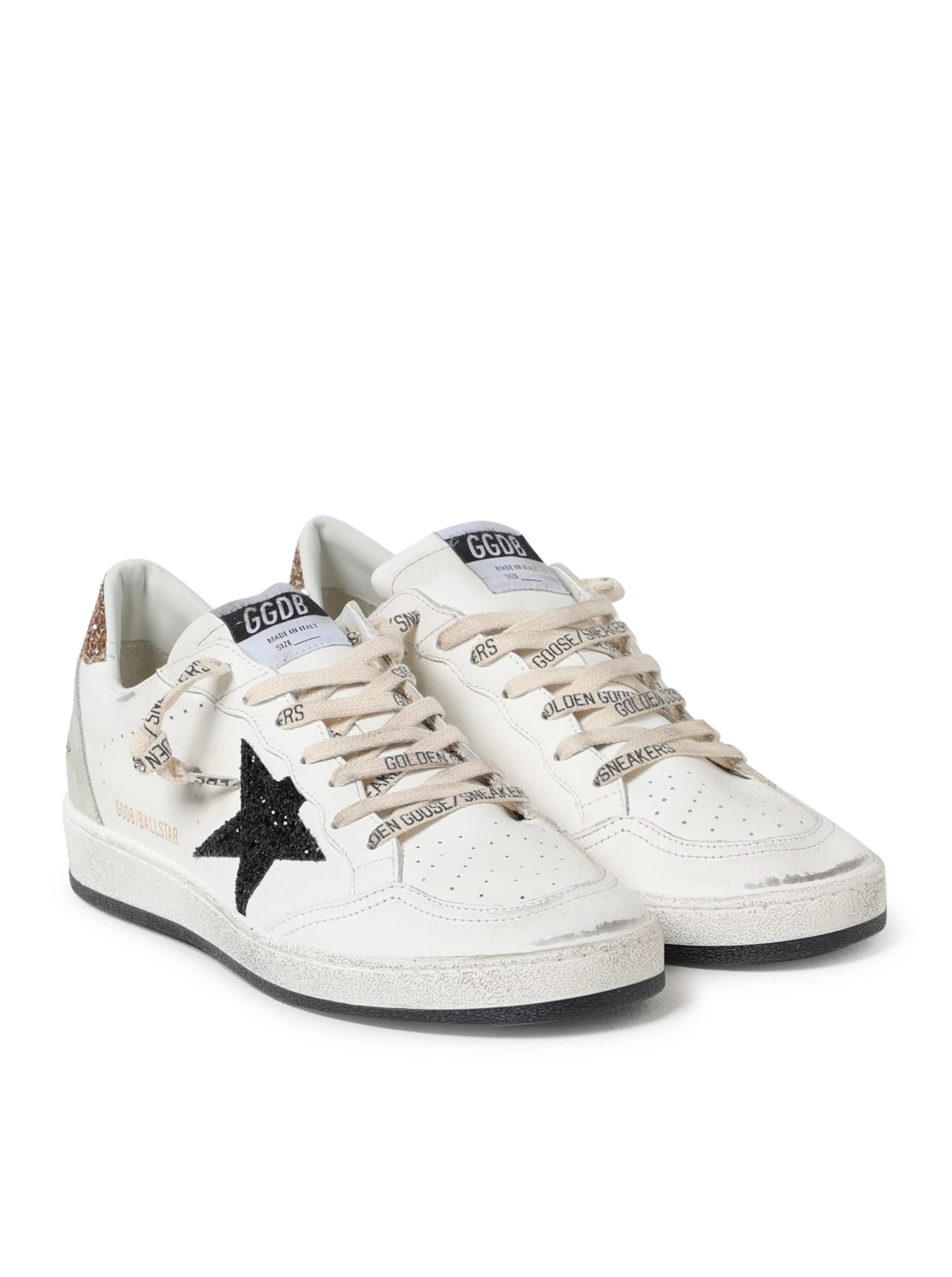 Оригінальна Ball-Star Sneakers In Leather And Glitter Golden goose – вид ззаду