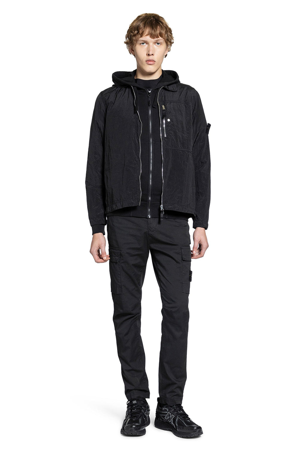 Cotton Fleece Hooded Zip Sweatshirt Stone island оригінал – Купити в Україні – збільшений вид