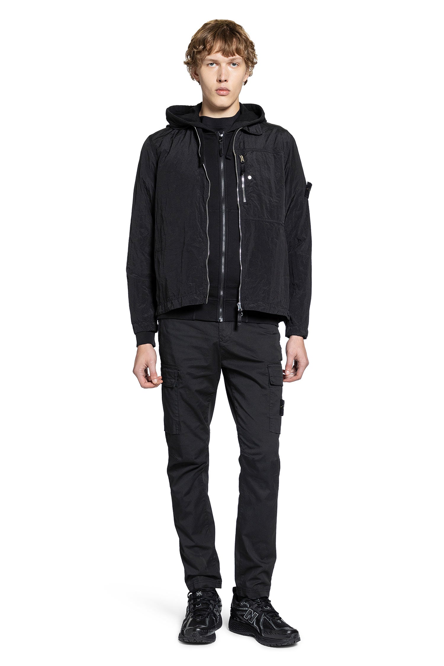 Cotton Fleece Hooded Zip Sweatshirt Stone island оригінал – Купити в Україні – збільшений вид
