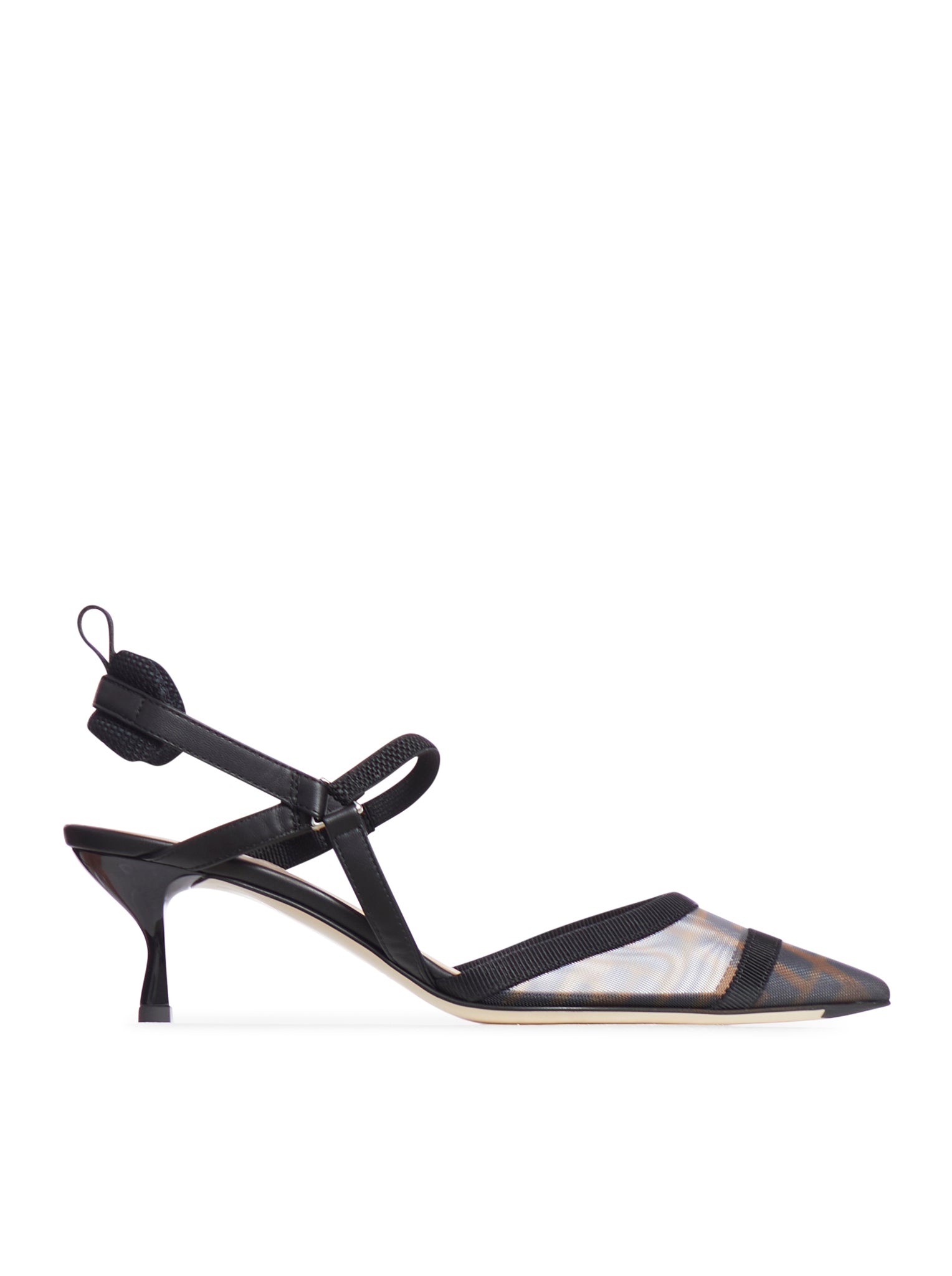 Оригінальна Colibri` Lite Slingback With Medium Heel In Black Mesh Ff Fendi – боковий вид