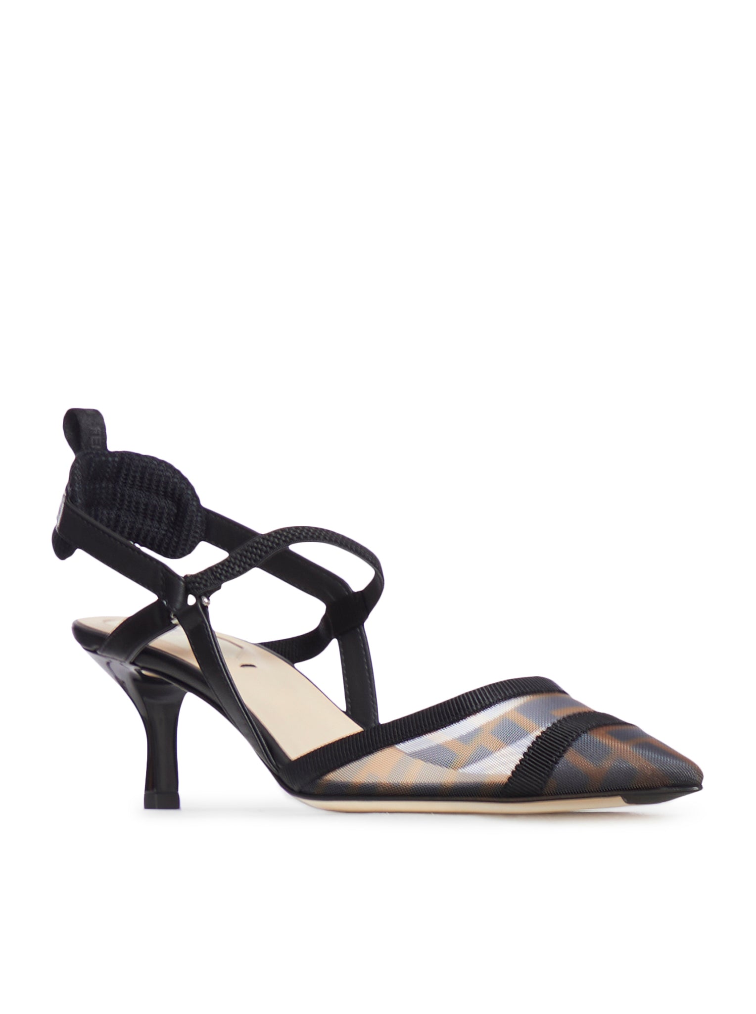 Оригінальна Colibri` Lite Slingback With Medium Heel In Black Mesh Ff Fendi – вид ззаду