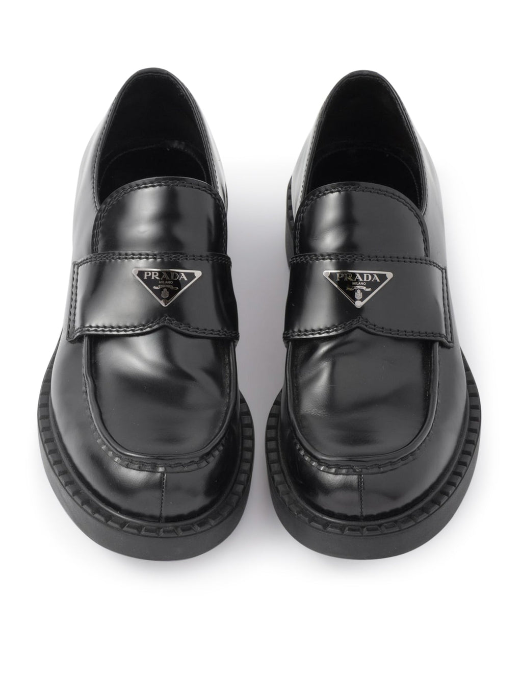 Оригінальна Chocolate Brushed Leather Loafers Prada – збільшений вид