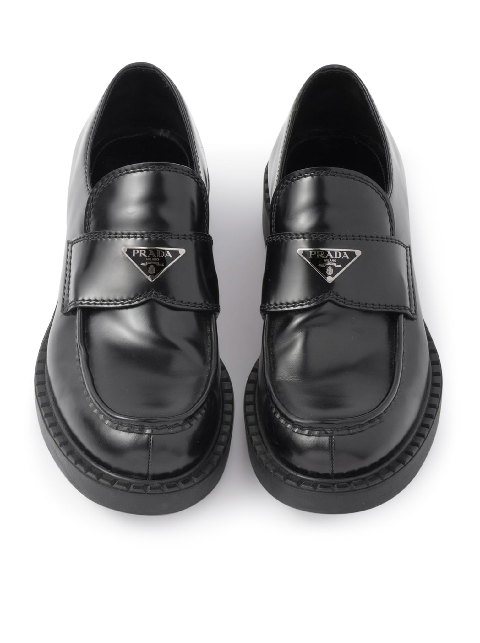Оригінальна Chocolate Brushed Leather Loafers Prada – збільшений вид