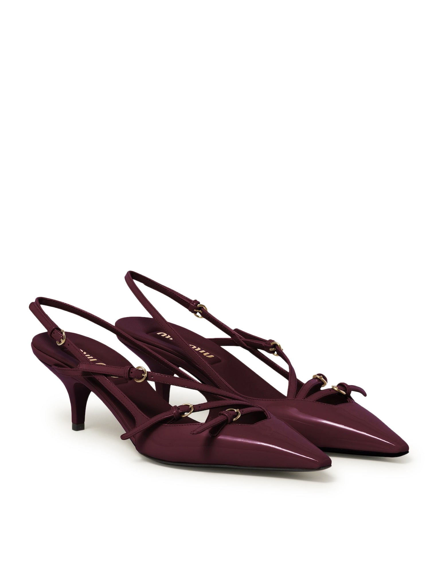Оригінальна Patent Leather Slingback With Buckles Miu miu – вид ззаду