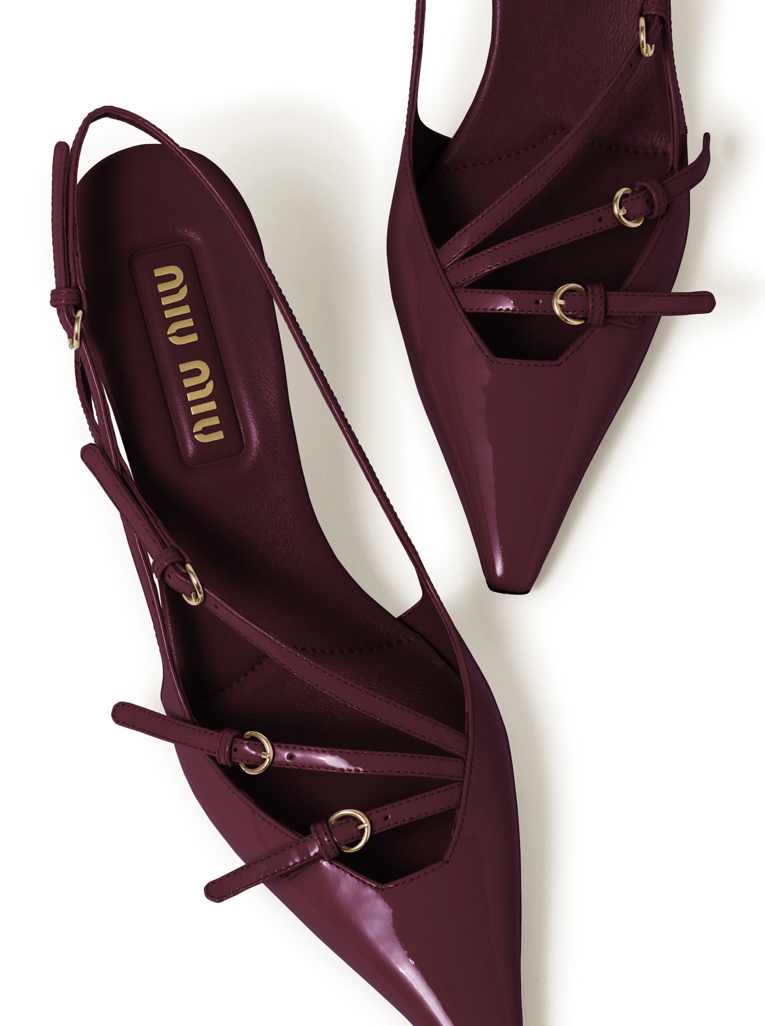 Оригінальна Patent Leather Slingback With Buckles Miu miu – збільшений вид