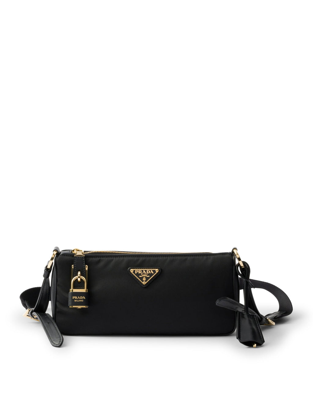 Small Re-Nylon And Leather Shoulder Bag With Padlock Prada оригінал – Купити в Україні – боковий вид