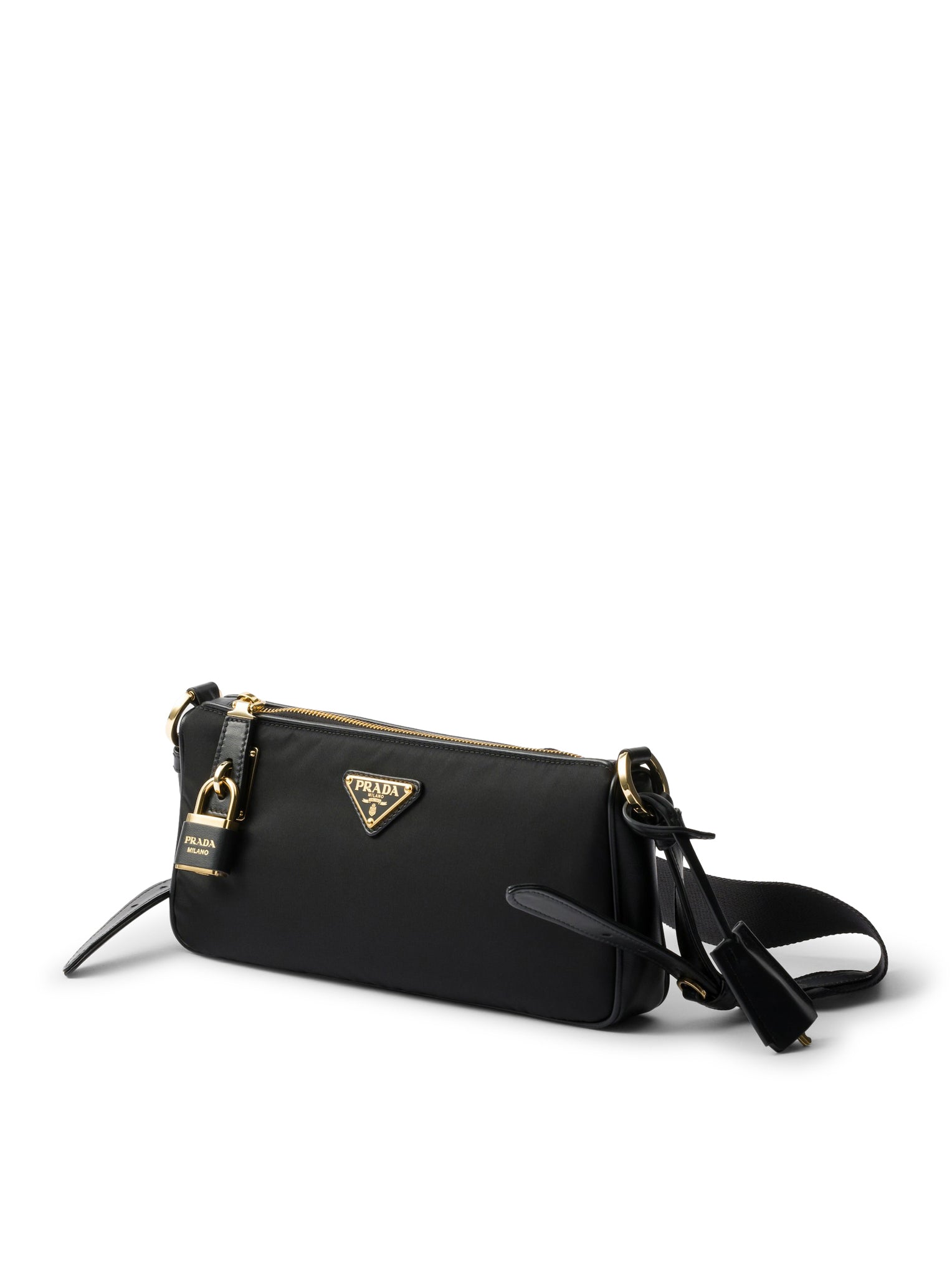 Small Re-Nylon And Leather Shoulder Bag With Padlock Prada оригінал – Купити в Україні – детальний вид