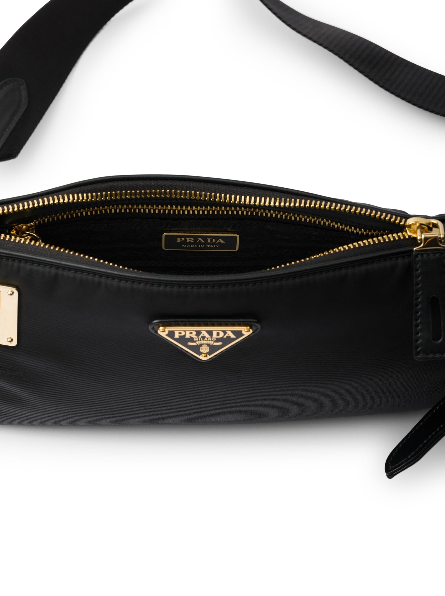 Small Re-Nylon And Leather Shoulder Bag With Padlock Prada оригінал – Купити в Україні – збільшений вид