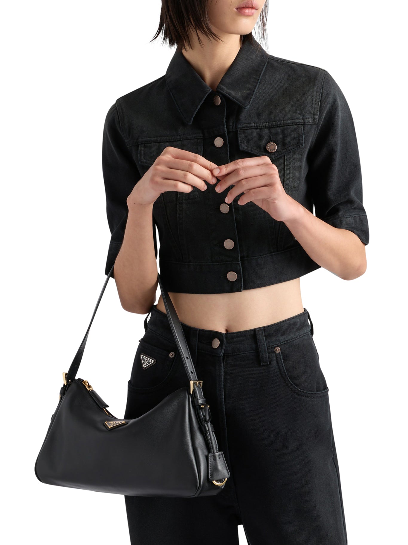 Оригінальна Aimee Medium Leather Shoulder Bag Prada – вид ззаду