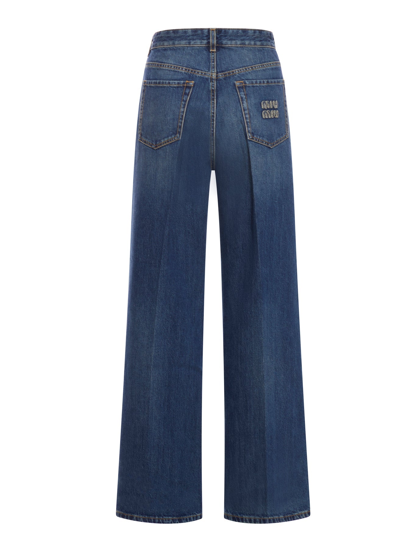 Wide Leg Jeans With A Washed Wash Miu miu оригінал – Купити в Україні – вид ззаду