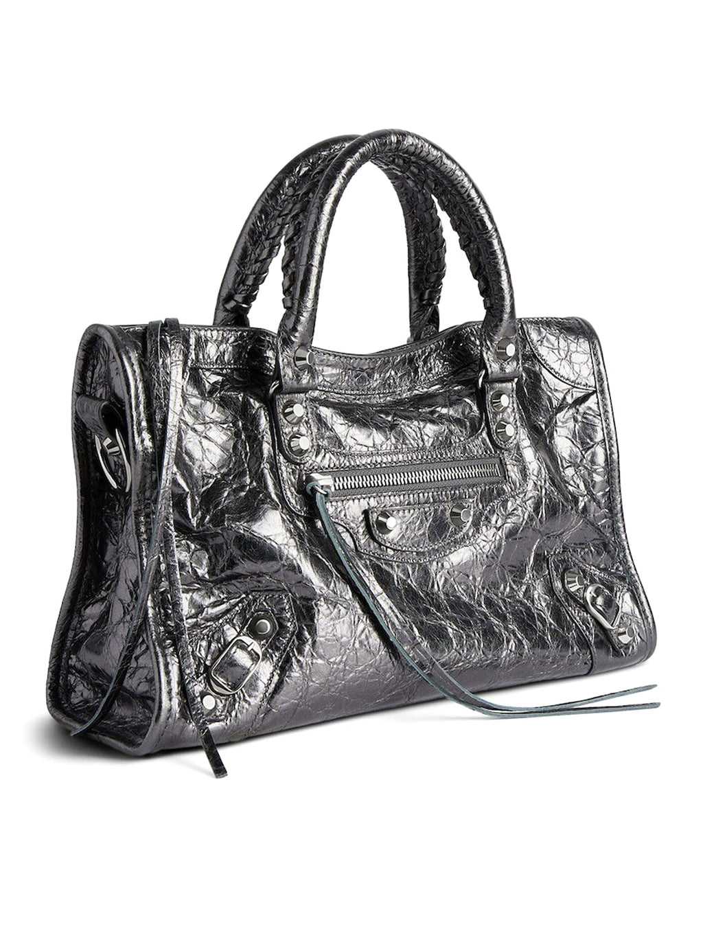 Оригінальна Le City Small Metallic Women`s Bag In Steel Grey Balenciaga – вид ззаду