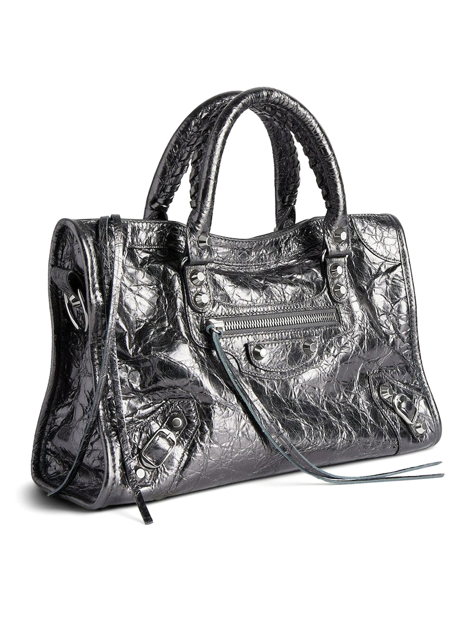 Оригінальна Le City Small Metallic Women`s Bag In Steel Grey Balenciaga – вид ззаду