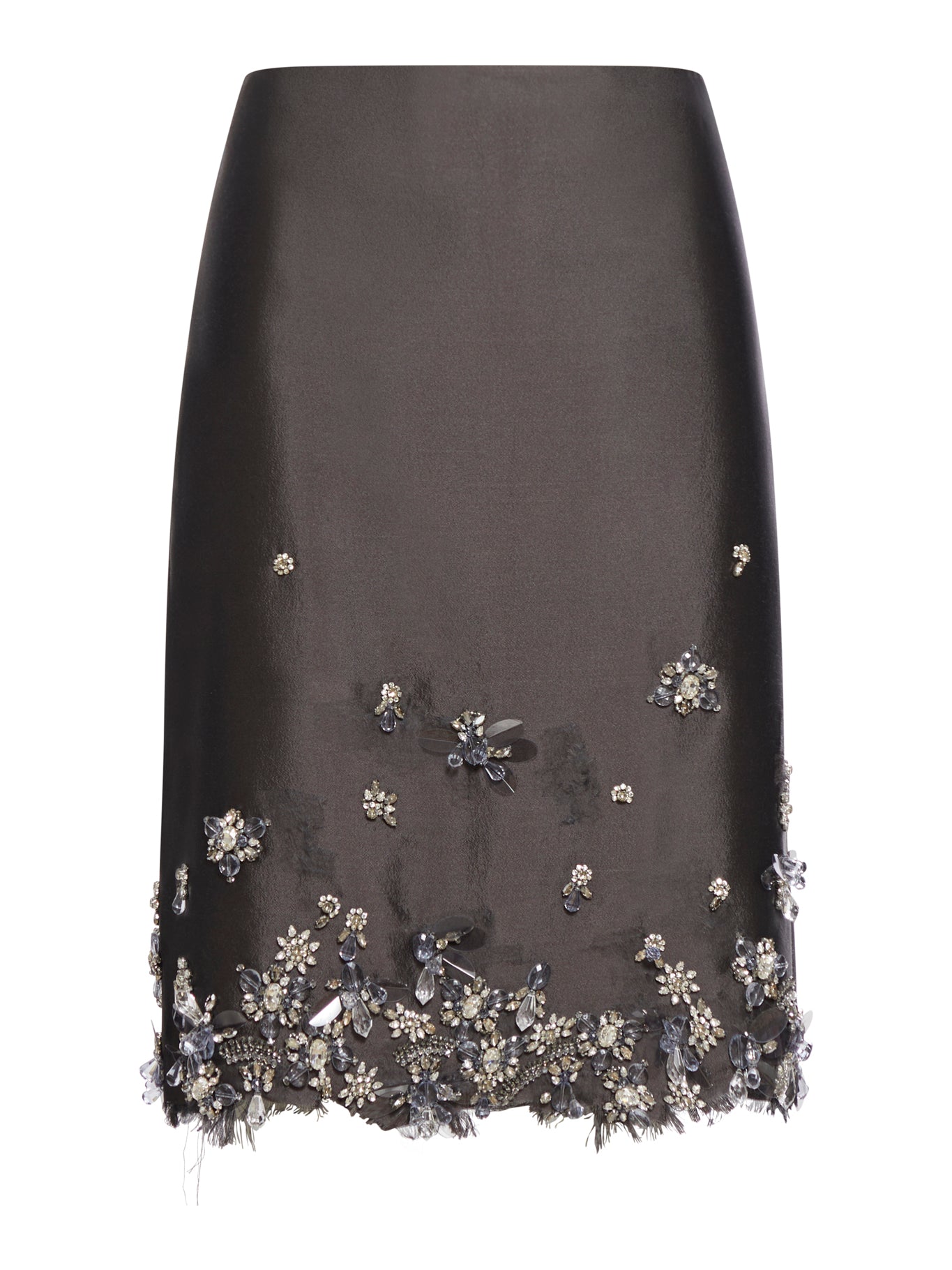 MIDI Skirt In Wool And Silk With Applications Prada – Гарантія оригінальності – боковий вид