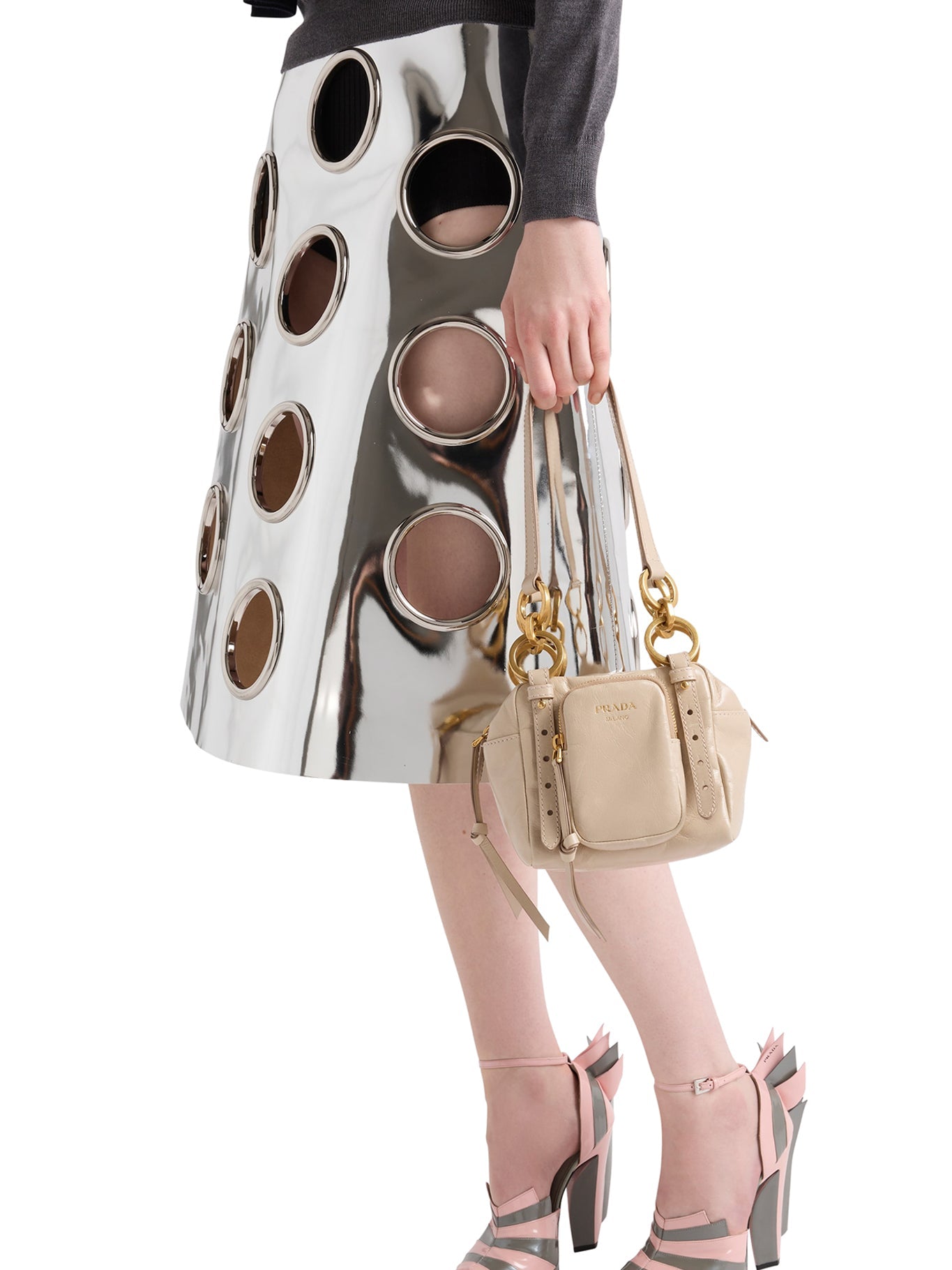 Dangle Mini Leather Top Handle Prada – Гарантія оригінальності – вид ззаду