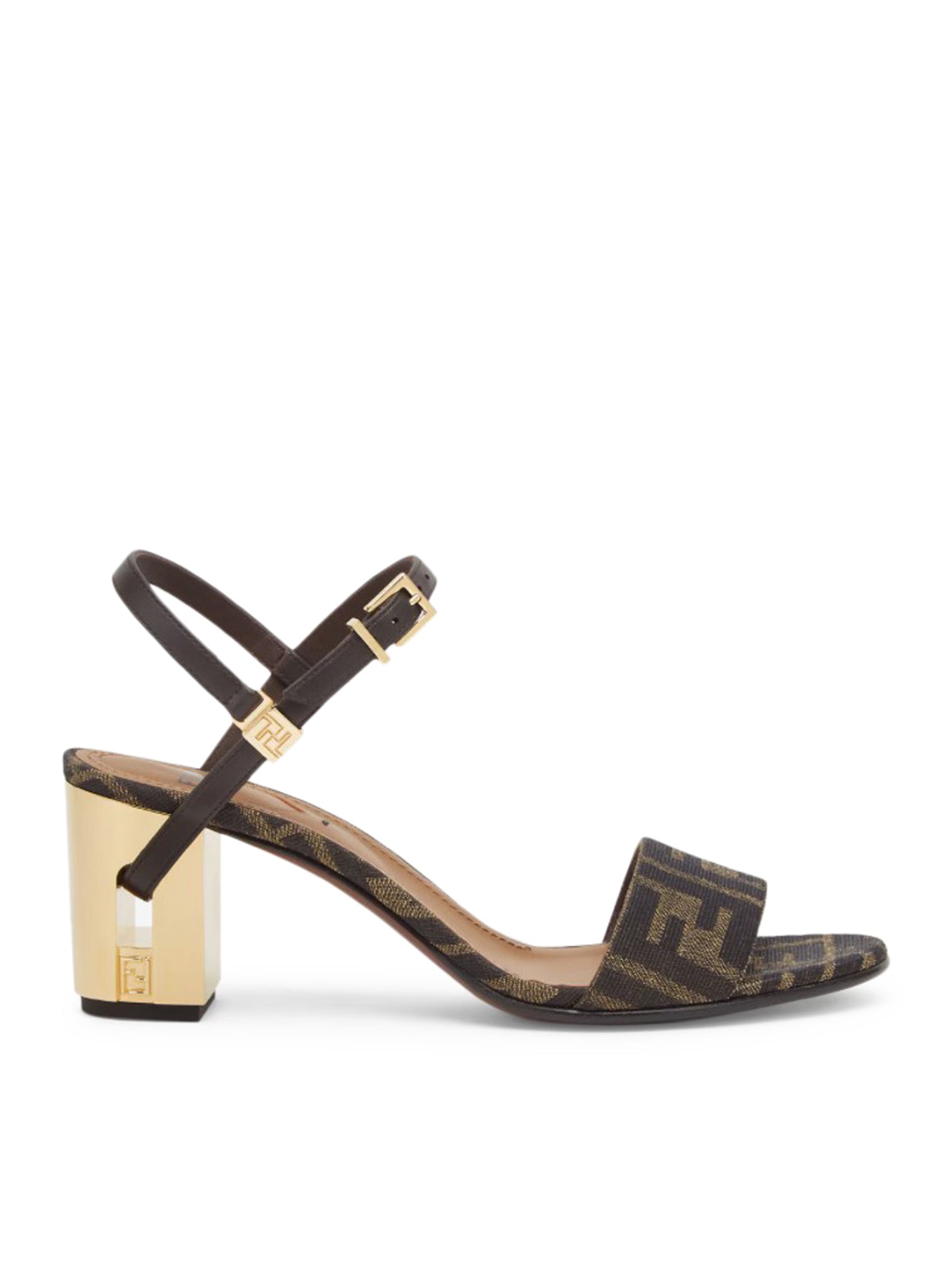 Оригінальна Delfina Medium Heel Sandals In Ff Jacquard Fendi – боковий вид