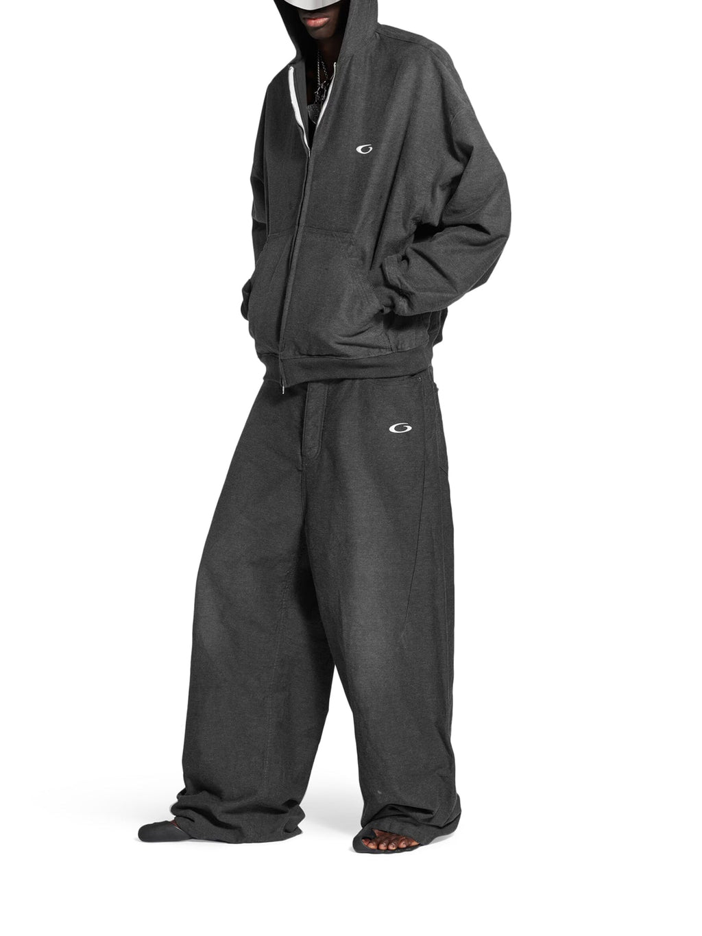 Baggy Trompe L`œil Pants In Cotton Denim Balenciaga оригінал – Купити в Україні – вид ззаду