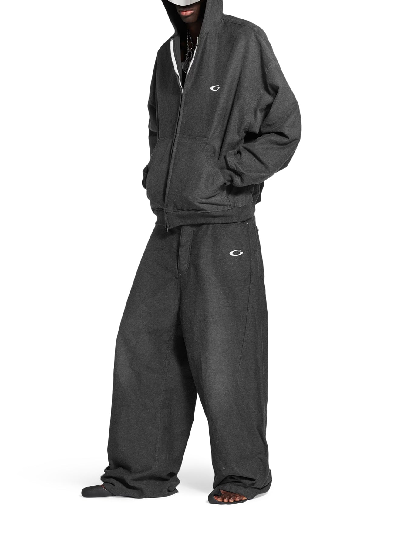 Baggy Trompe L`œil Pants In Cotton Denim Balenciaga оригінал – Купити в Україні – вид ззаду