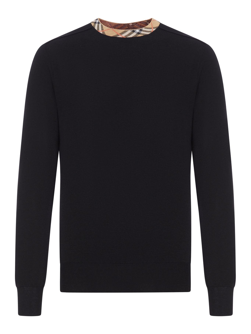 Оригінальна Wool Pullover With Check Finishes Burberry – боковий вид