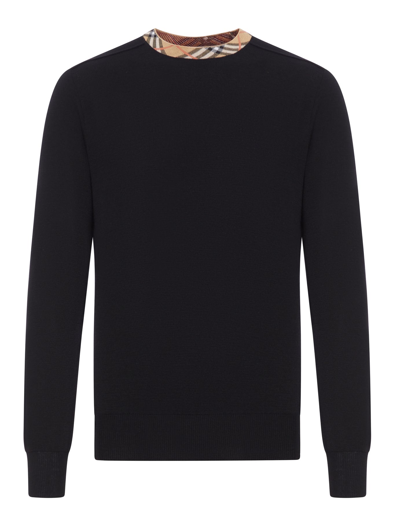 Оригінальна Wool Pullover With Check Finishes Burberry – боковий вид